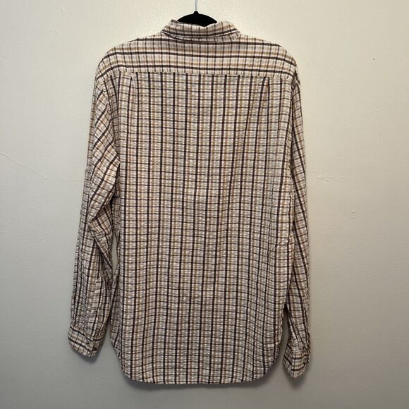 BERETTA Men’s Crinkle Washed Cotton Long Sleeve Plaid Hunting Flannel, Tan- L - Picture 6 of 8